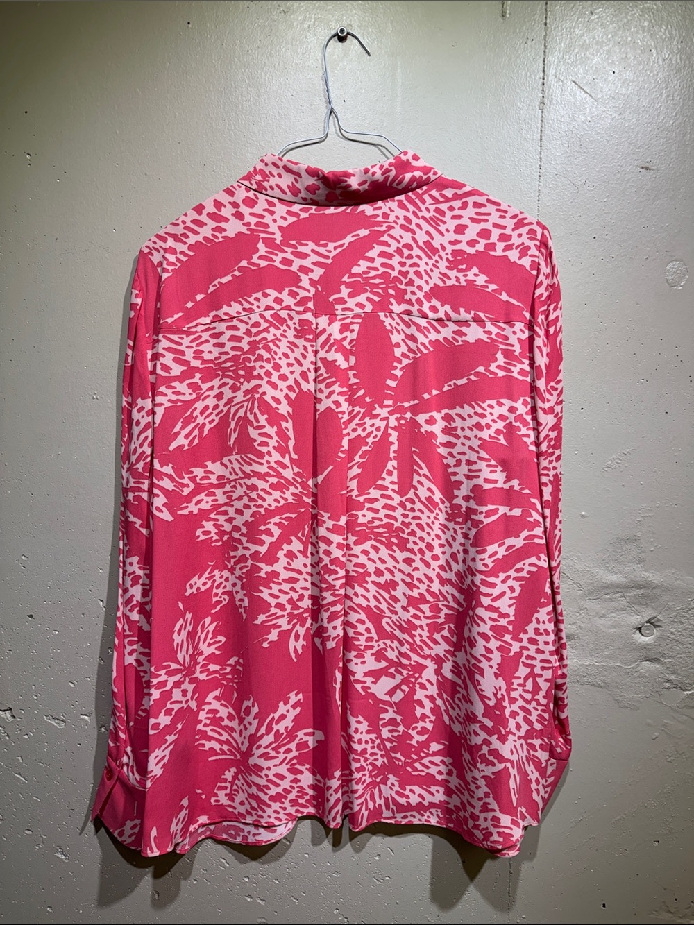 Lafayette 148 New York Pink and White Abstract Print Button-Down Shirt - Picture 3 of 3